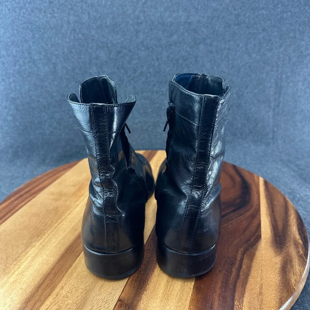 FLORSHEIM Essex Side Zip Boots Men's 8.5 D Black Leather Beatle Ankle 17074-01